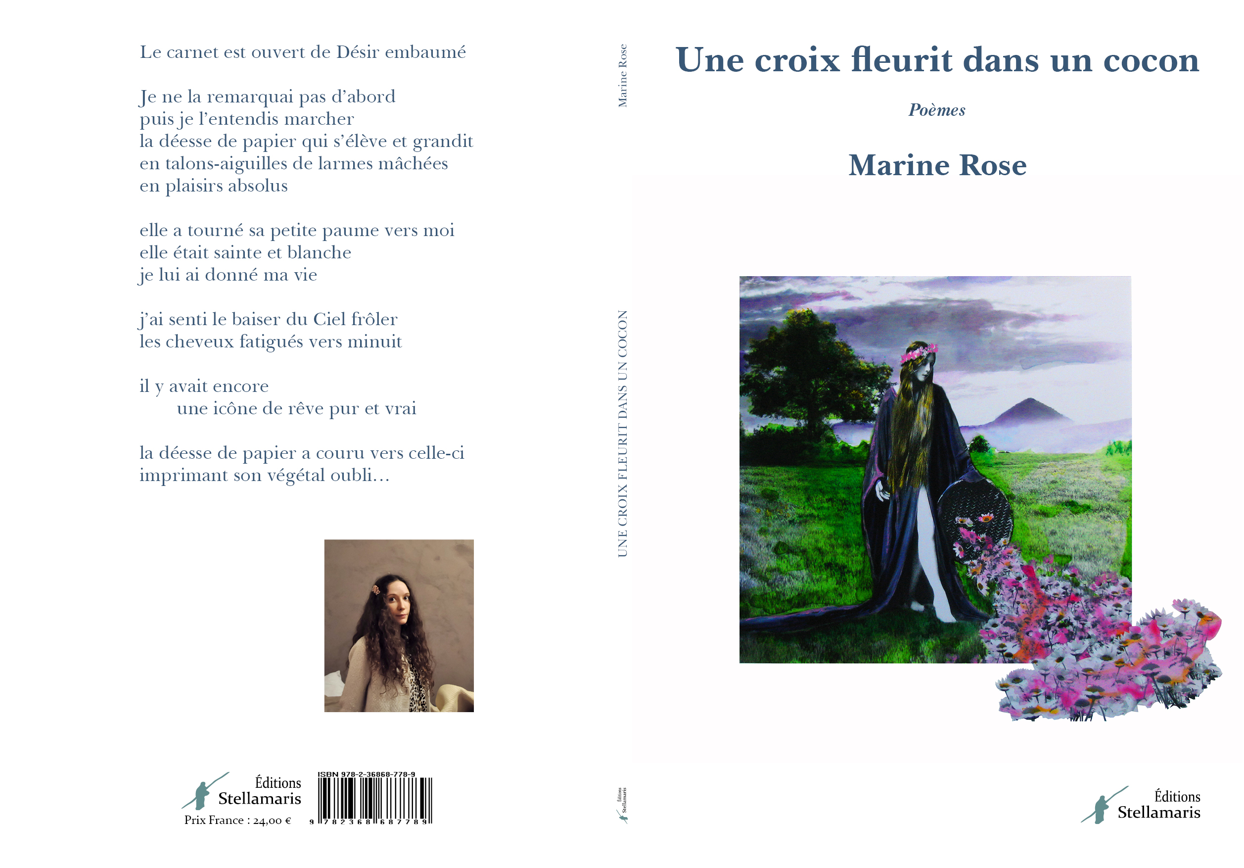 couverture du recueil de poésie contemporaine Une croix fleurit dans un cocon, de Marine Rose